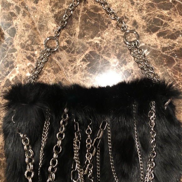DKNY Black Rabbit Fur shoulder bag - Picture 3 of 3